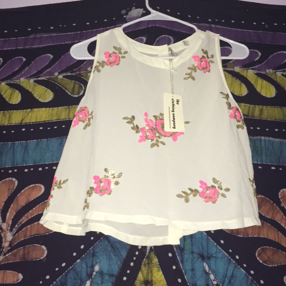 White sheer flowery top